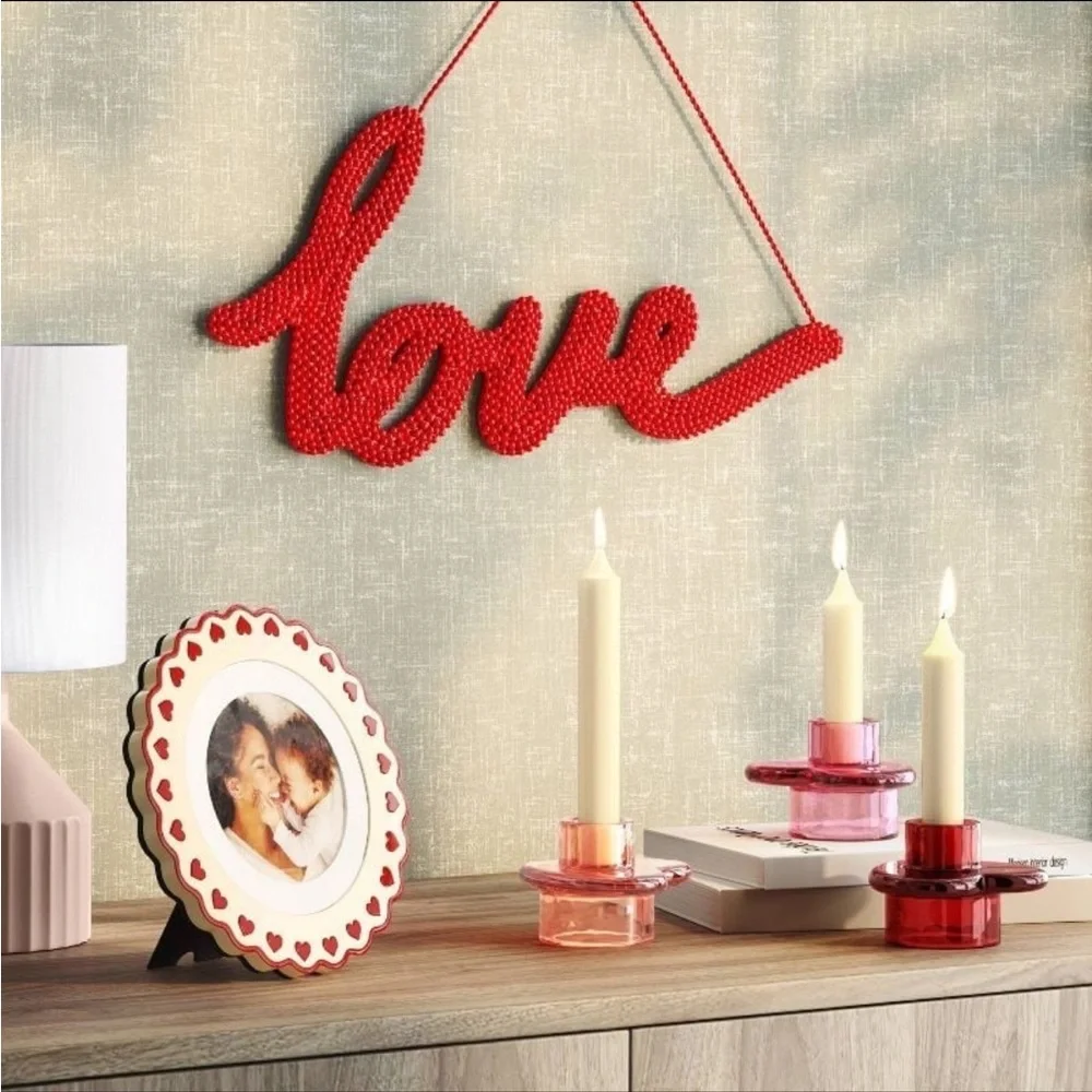 3pk Glass Heart-Shaped Valentine's Glass Candle Holders - Threshold